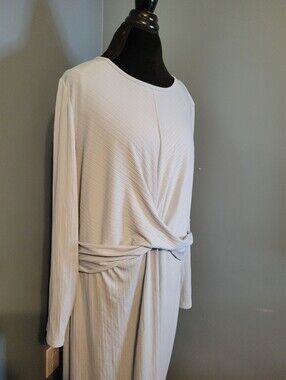 NWT Nine West Ice Blue Ribbed Twist Front Midi Dress XXL Plus Size